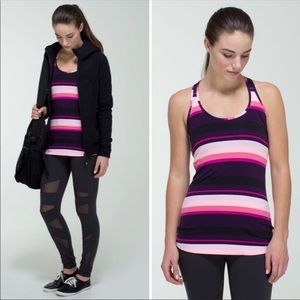 Lululemon Cool Racerback Tank Assorted Stripe Bleached Coral